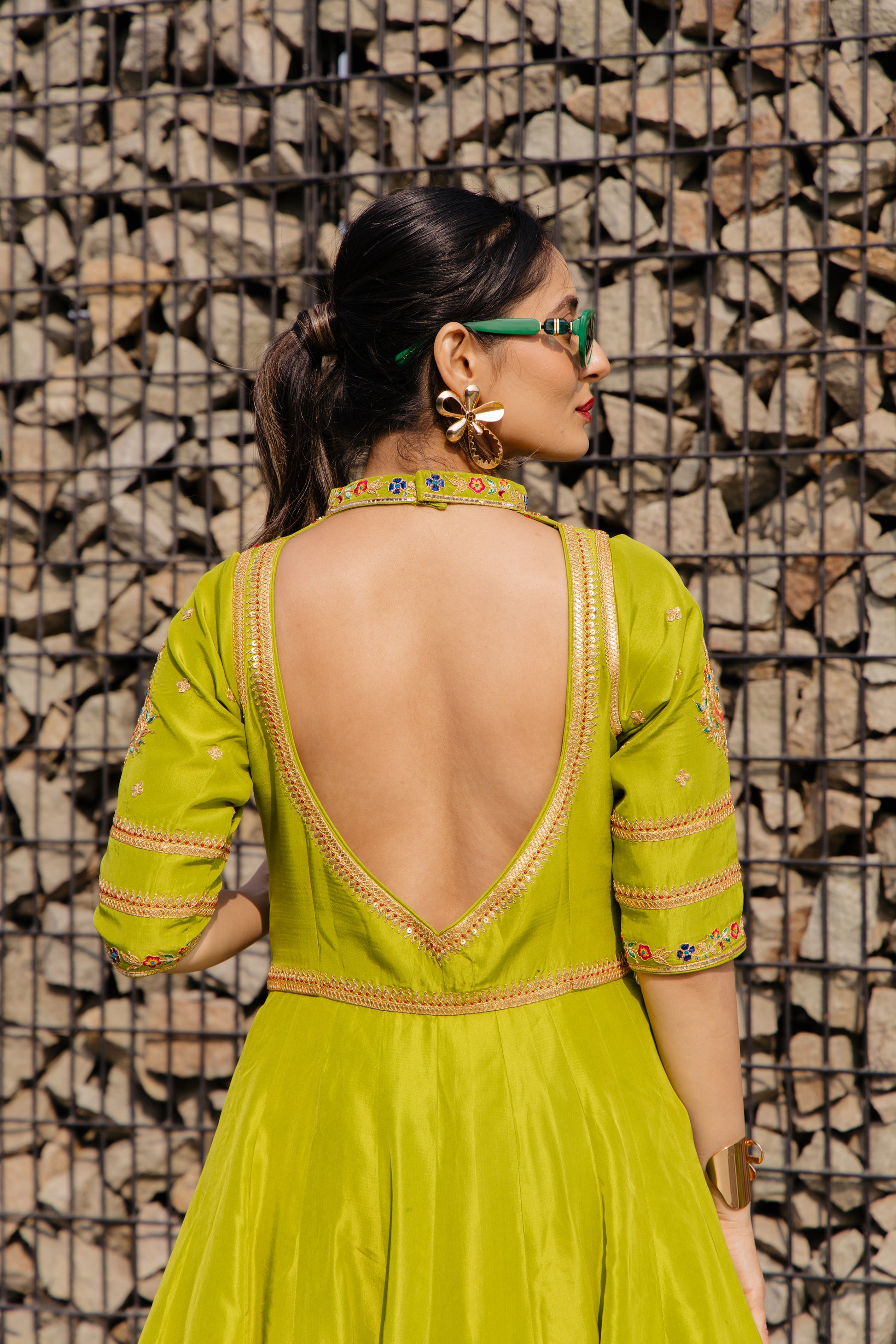 Parrot green Anarkali