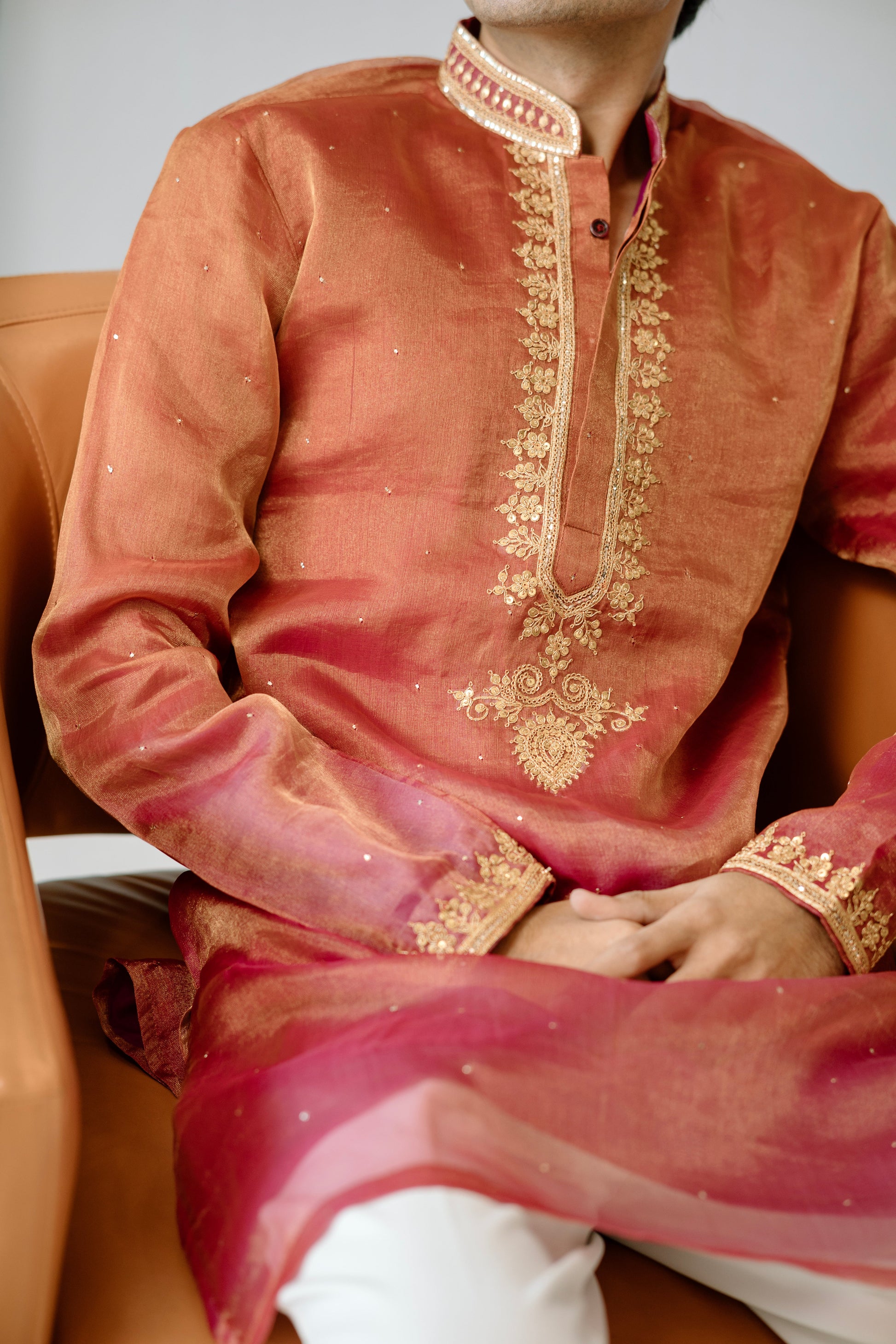 Orange mens Kurta