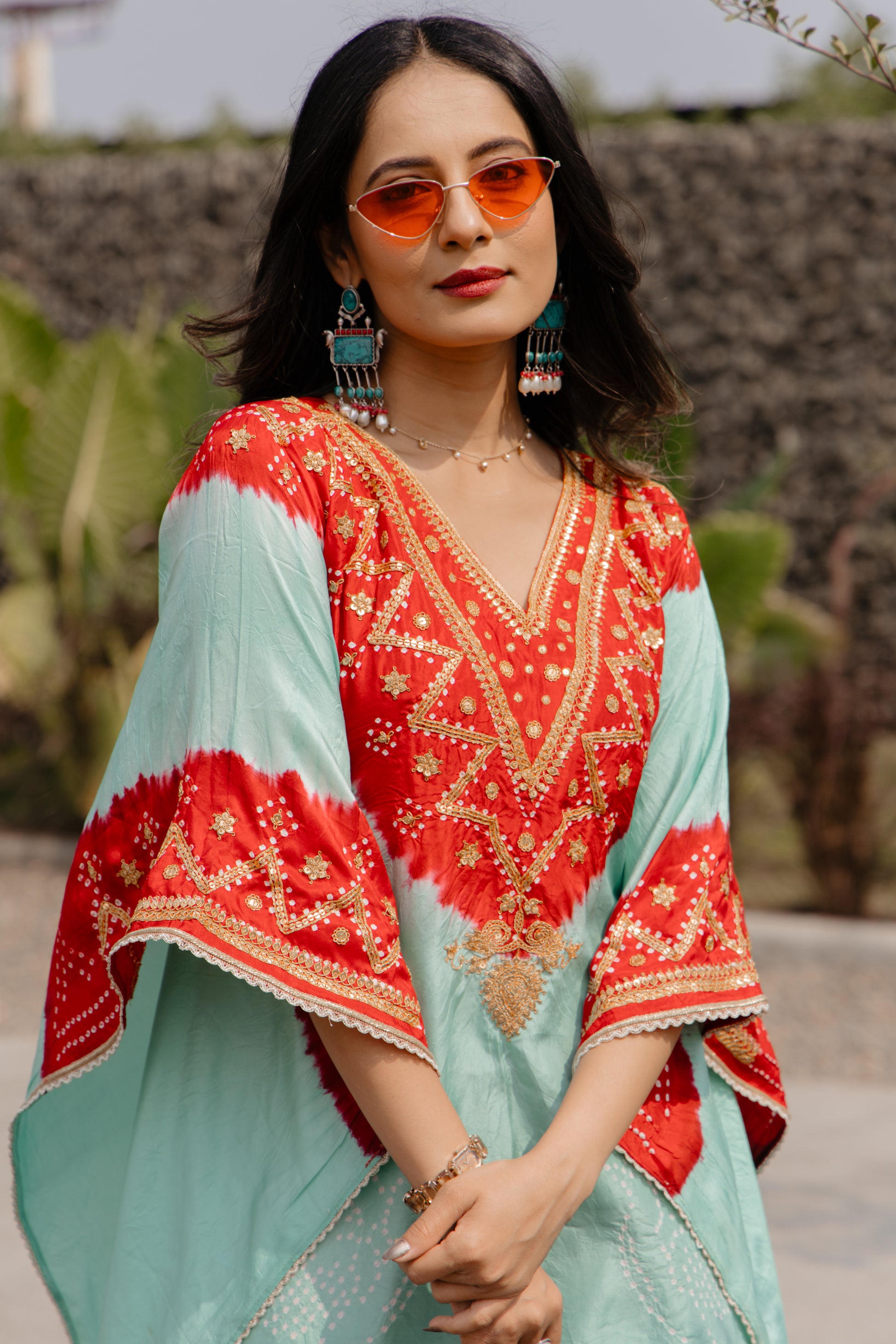 Turquoise Sea green Kaftan