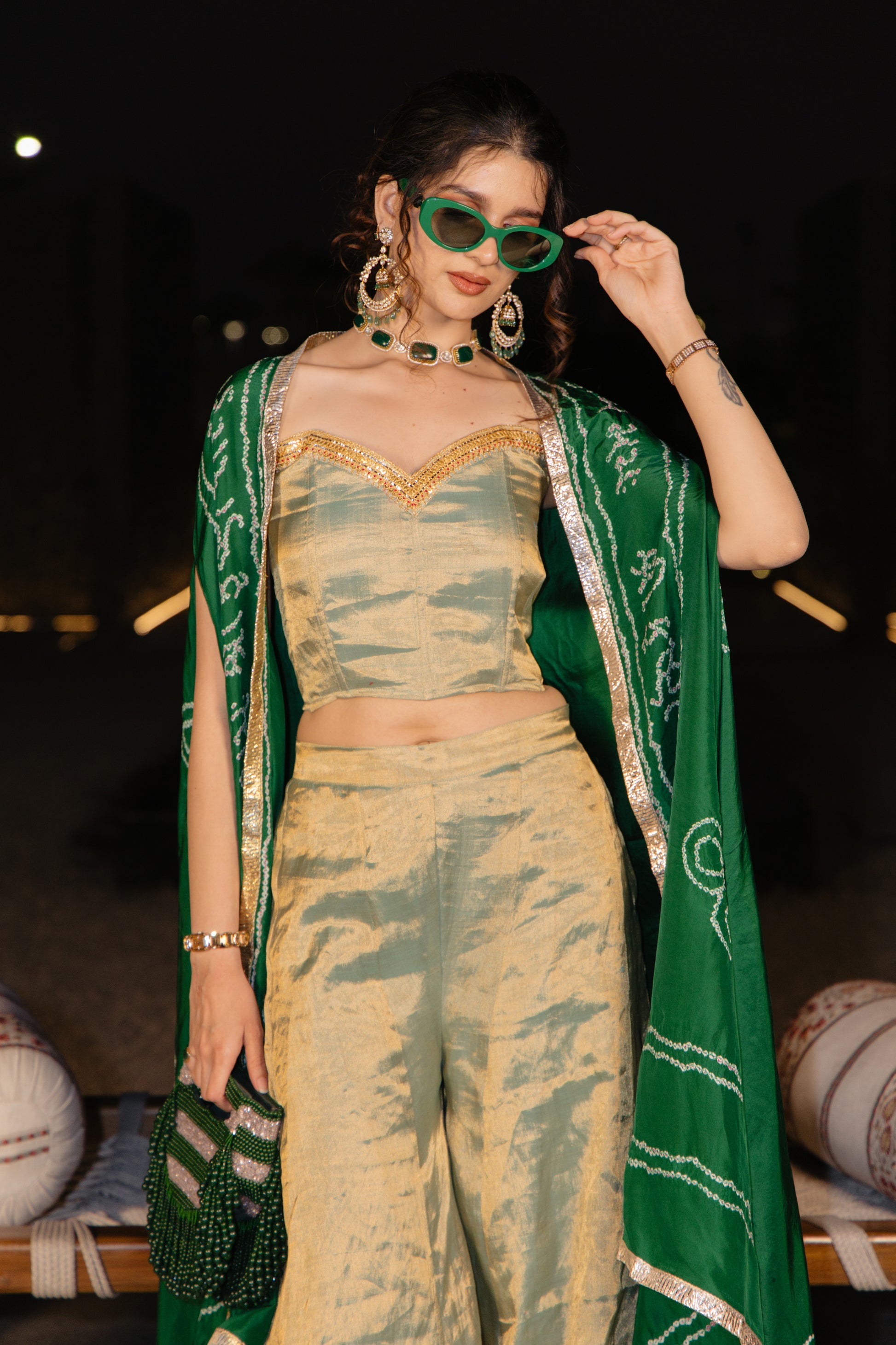 Green Corset + Plazo