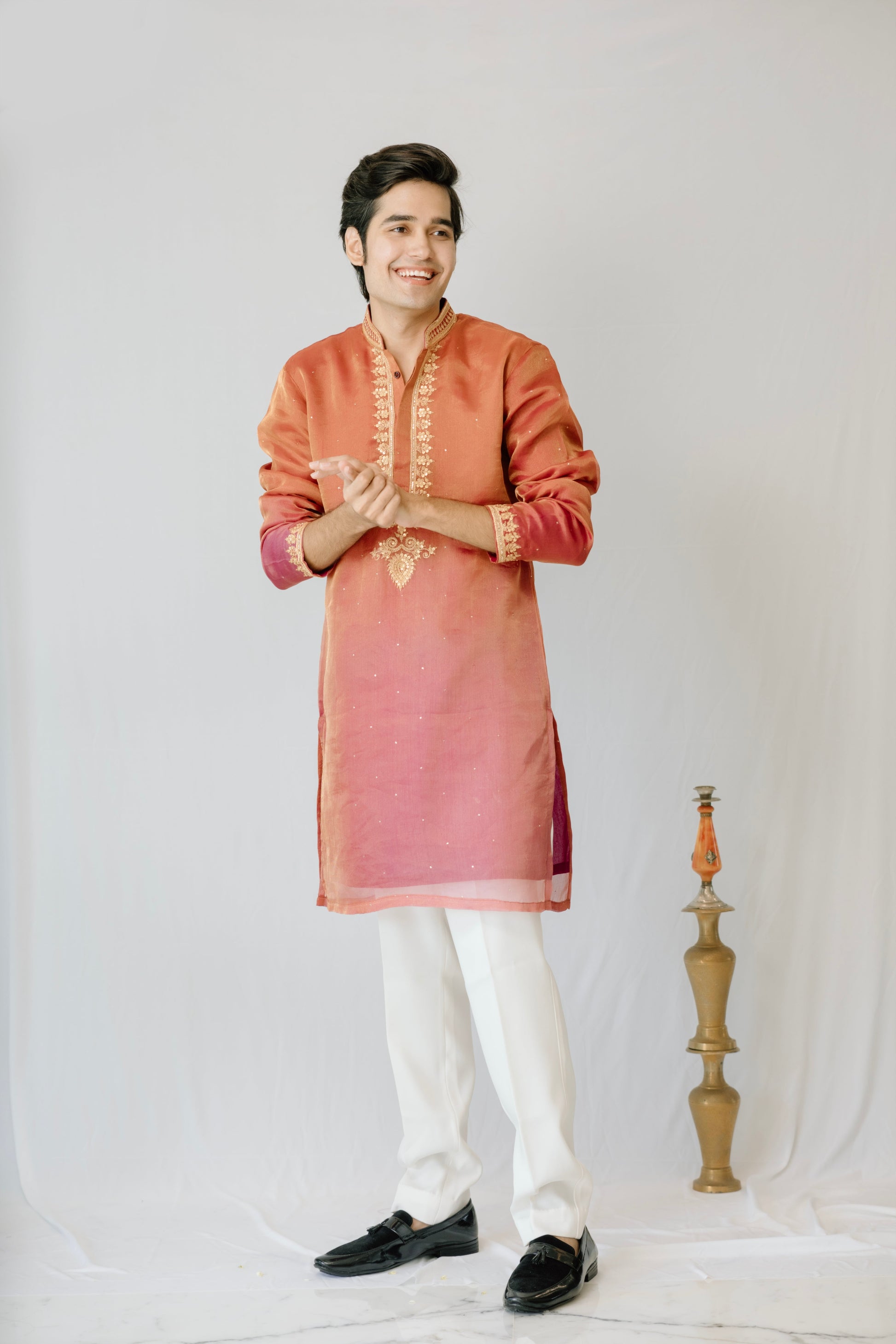 Orange mens Kurta